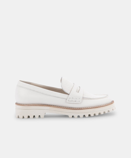 AUBREE FLATS IN WHITE LEATHER -   Dolce Vita