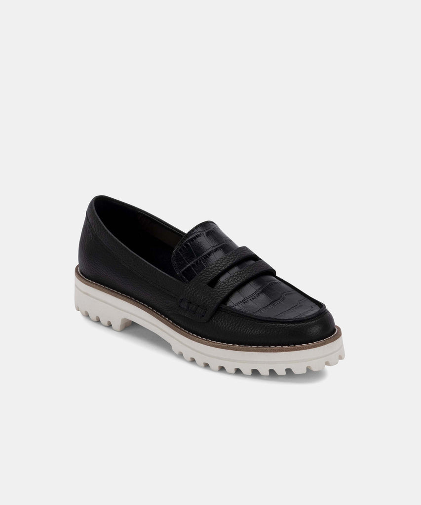 AUBREE FLATS IN ONYX LEATHER -   Dolce Vita