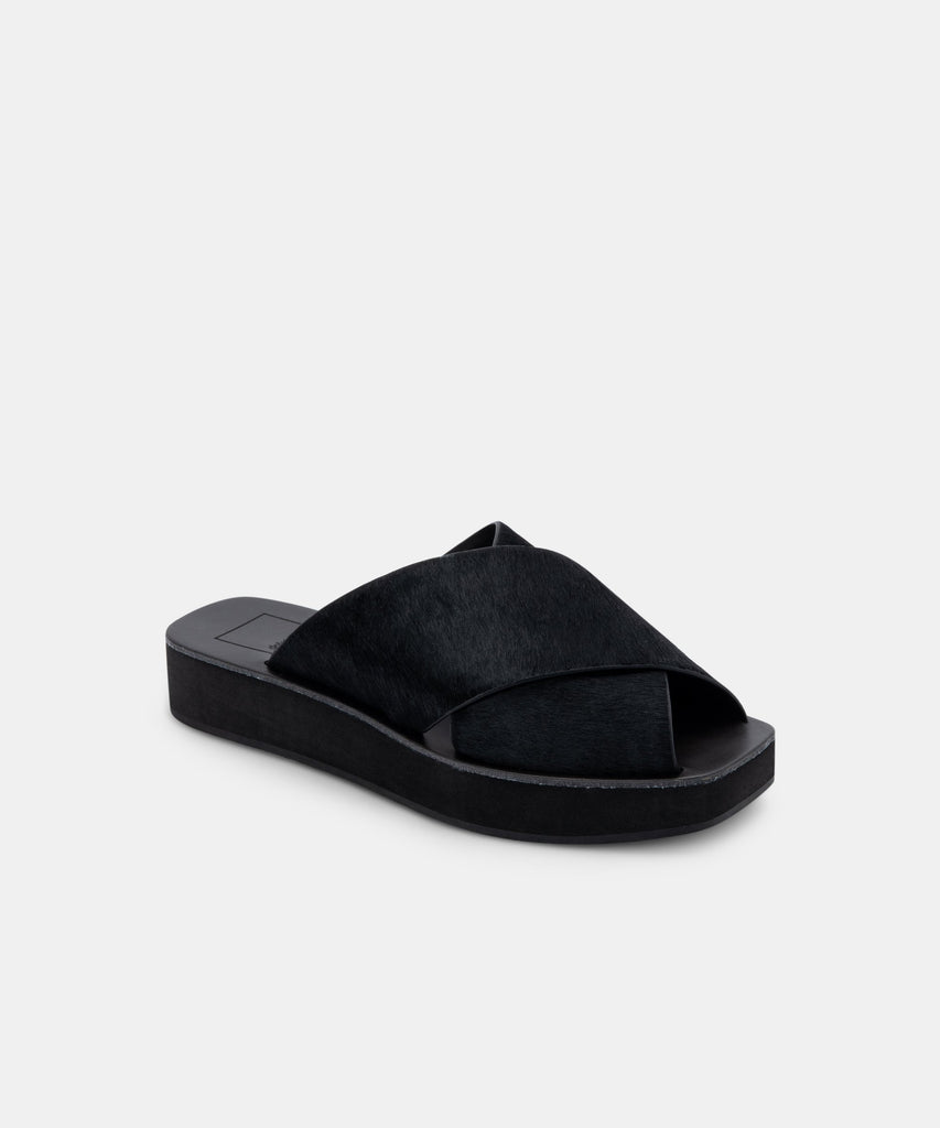 CAPRI SANDALS MIDNIGHT CALF HAIR -   Dolce Vita