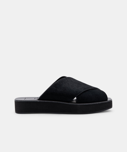 CAPRI SANDALS MIDNIGHT CALF HAIR -   Dolce Vita
