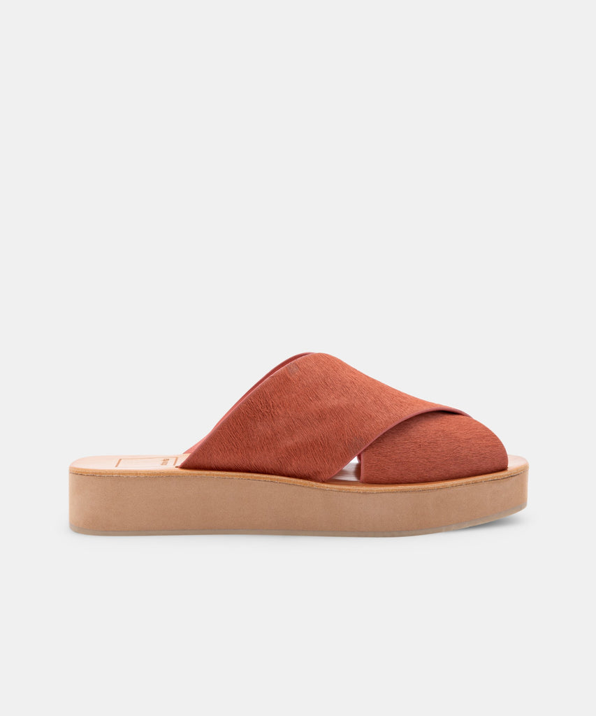 CAPRI SANDALS RUST CALF HAIR -   Dolce Vita