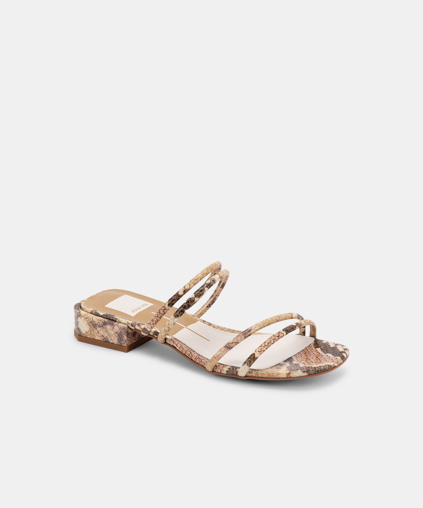 HAIZE SANDALS IN DARK SAND EMBOSSED LEATHER -   Dolce Vita