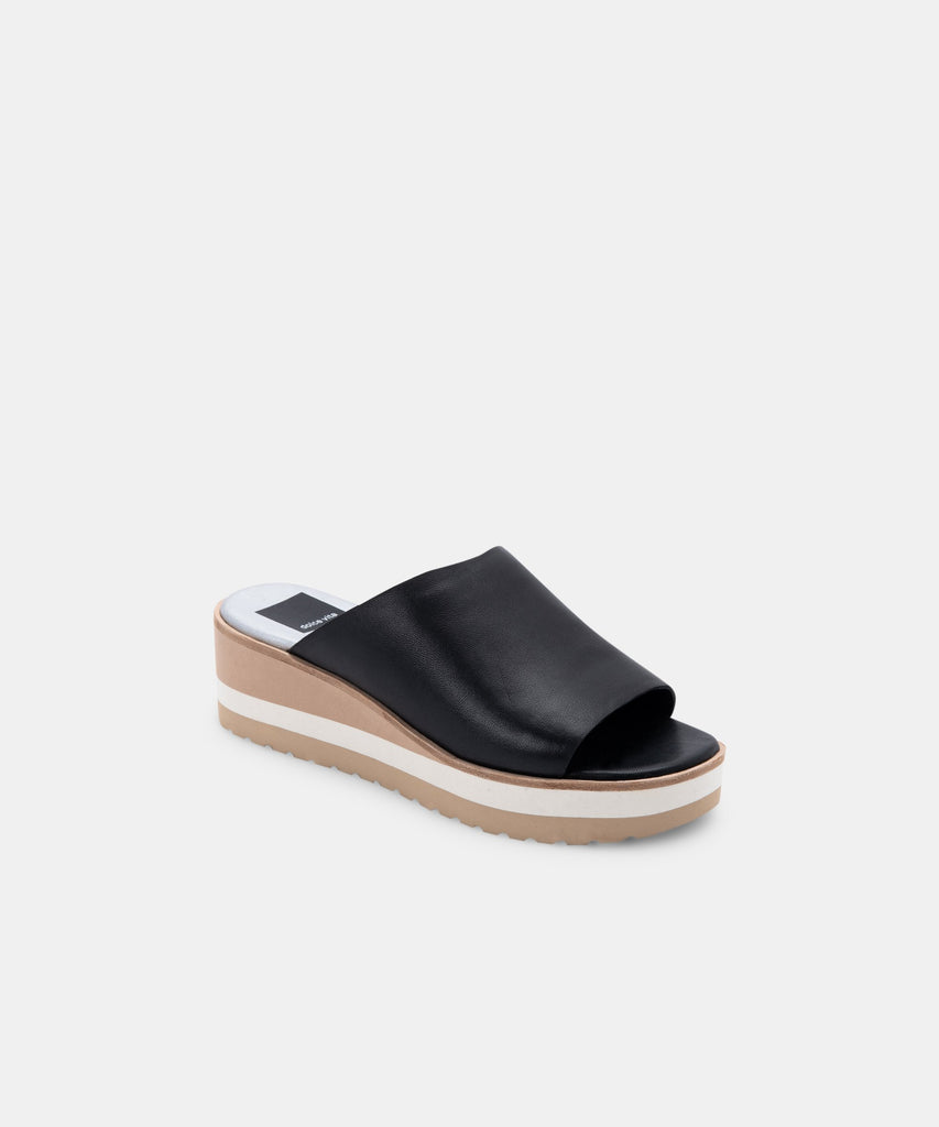 FRETA WEDGES IN BLACK LEATHER -   Dolce Vita