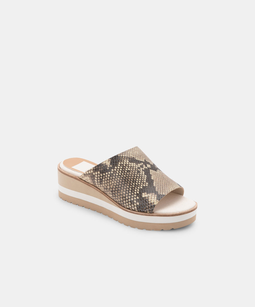 FRETA WEDGES IN STONE SNAKE PRINT LEATHER -   Dolce Vita