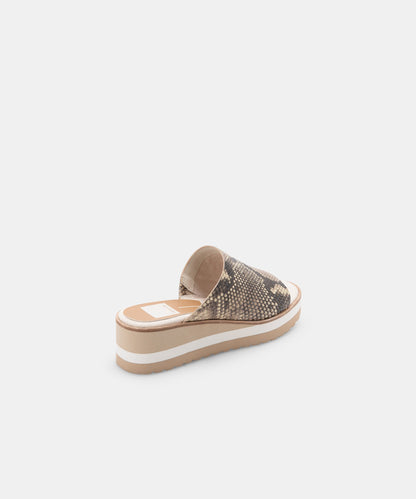 FRETA WEDGES IN STONE SNAKE PRINT LEATHER -   Dolce Vita