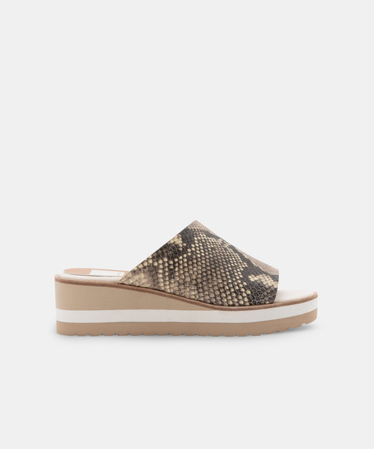 FRETA WEDGES IN STONE SNAKE PRINT LEATHER -   Dolce Vita